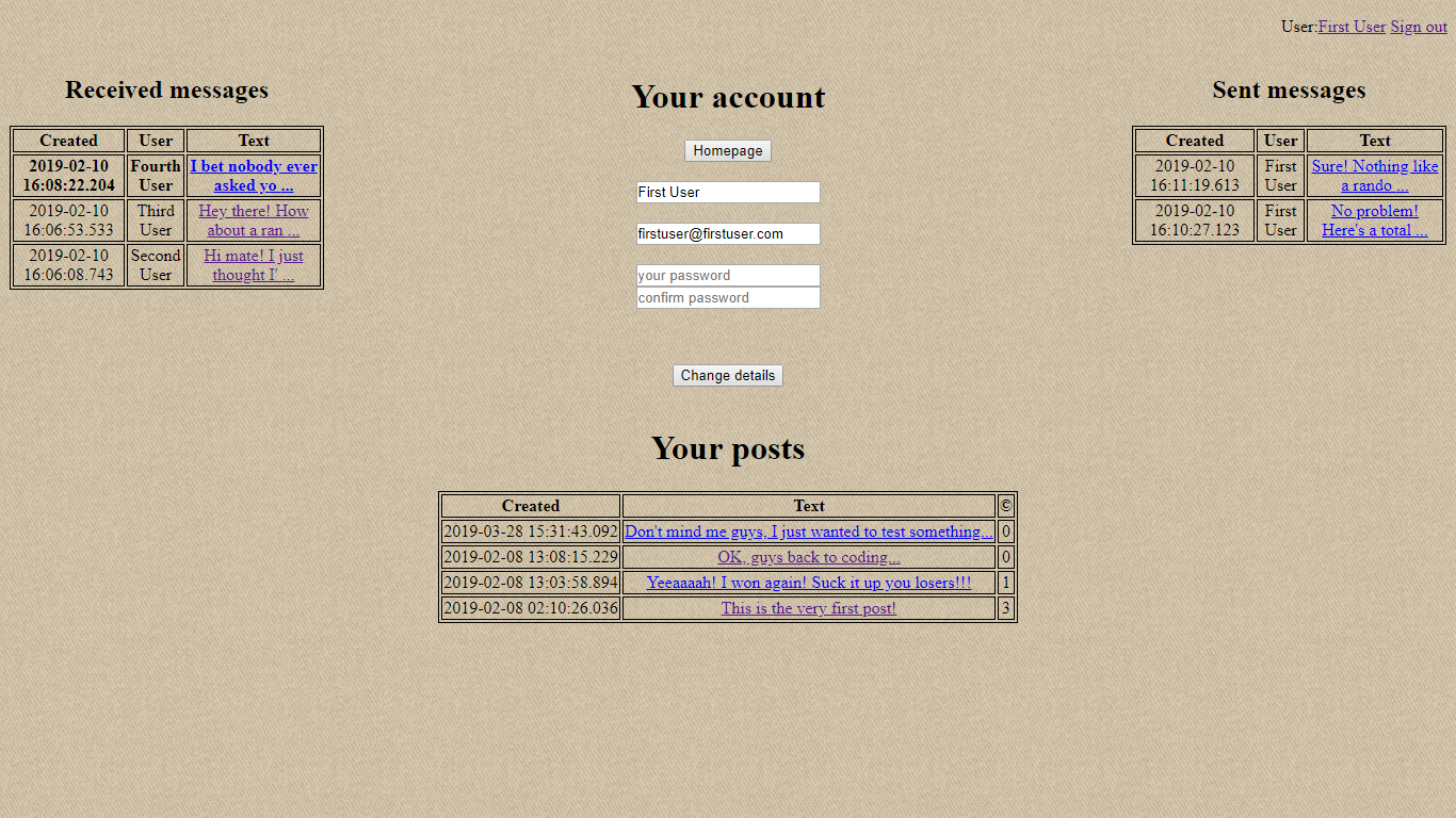 User panel